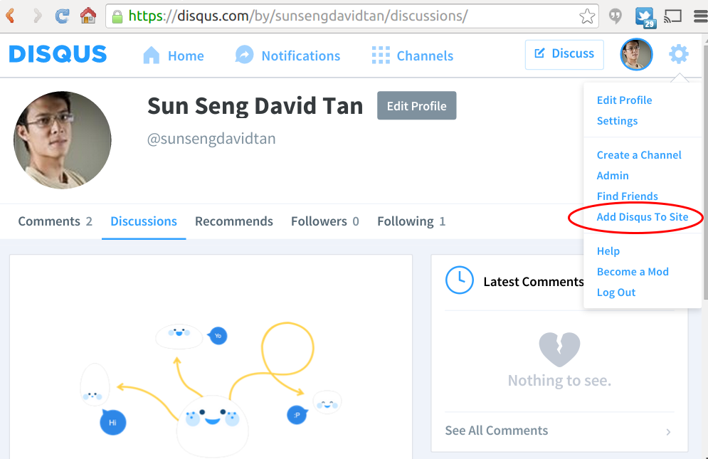 Disqus Add to Site