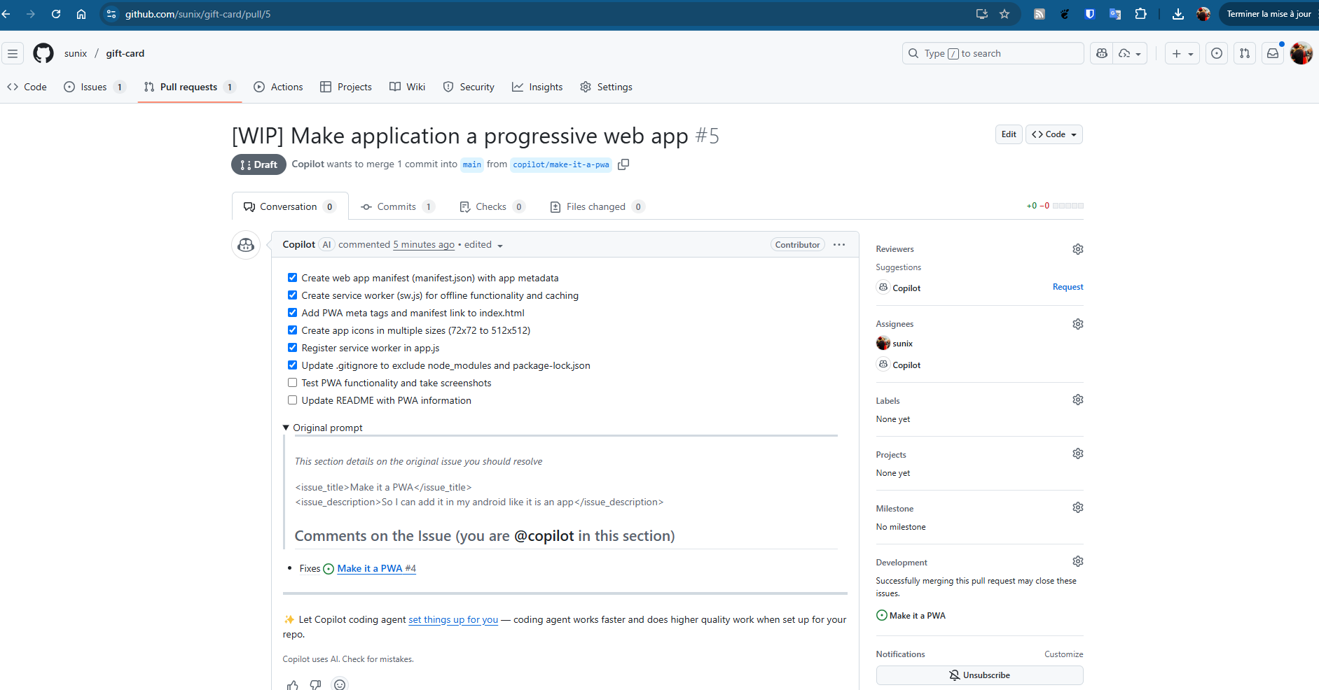 Copilot's checklist of steps